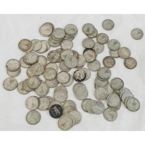 254 - 100 Irish Silver Shillings 1928-42 various