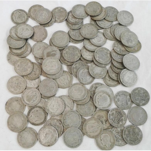 279 - GB 100 Silver Half Crowns 1920-46 various