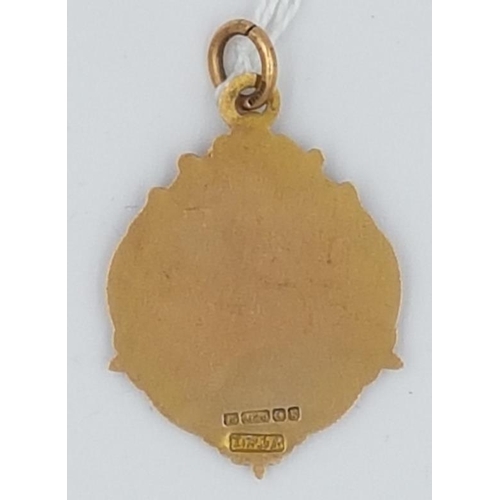 304 - 15ct Gold and Enamel Medal 