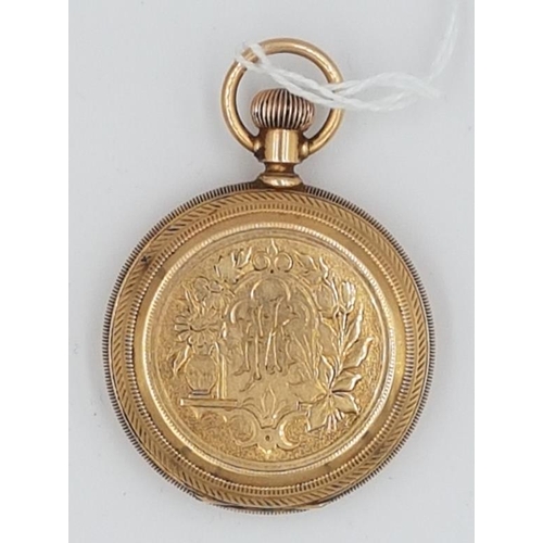 305 - 14K Gold Waltham Pocket Watch, case stamped 330852, movement 4392691 (not running), total c.55grams