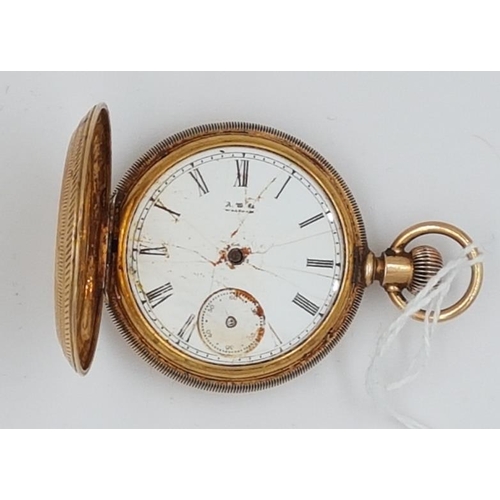 305 - 14K Gold Waltham Pocket Watch, case stamped 330852, movement 4392691 (not running), total c.55grams