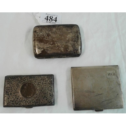 484 - Three Hallmarked Silver Cigarette Cases, c.195grams
