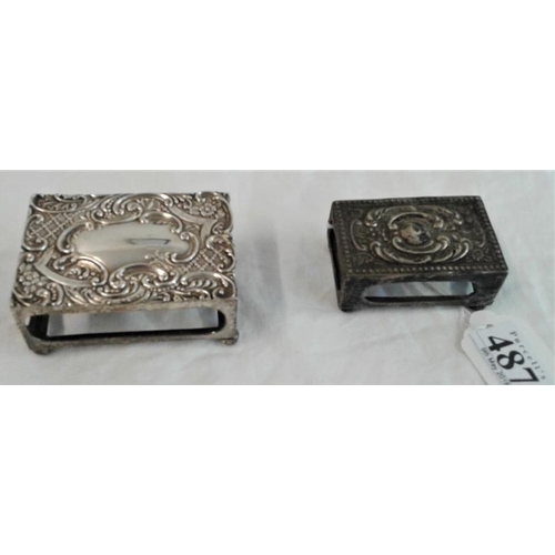 487 - Two Hallmarked Silver Matchbox Holders, c.62grams