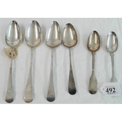 492 - Collection of Six Hallmarked Table and Dessert Spoons, c.310grams