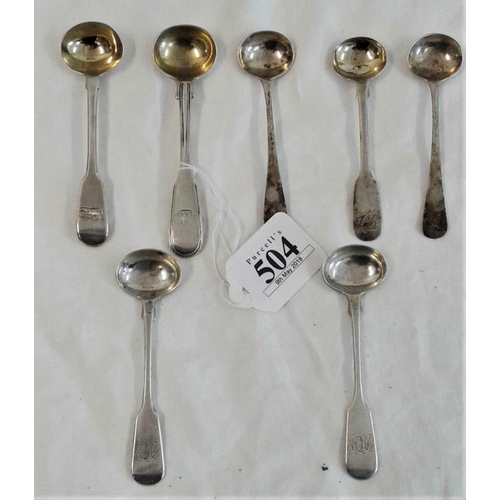504 - Two Pairs of Hallmarked Silver Sauce Ladles (Exeter & London) along with three hallmarked silver sau... 