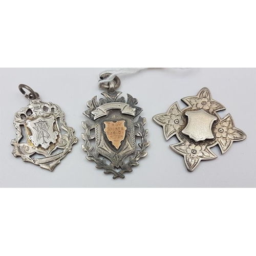 308 - Three Hallmarked Silver Medals, various, c.33.5grams