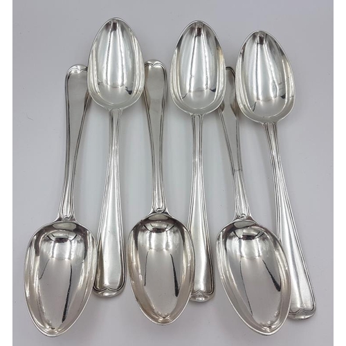 317 - Fine Quality Set of Six Georgian Irish Table Spoons, Hallmarked Dublin 1785 and maker's mark 