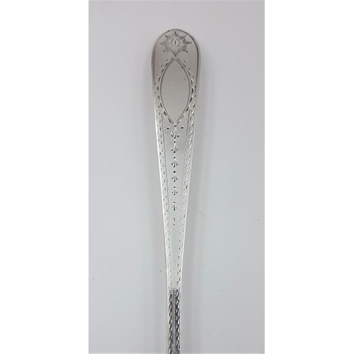 318 - Georgian Irish Bright Cut Silver Serving Spoon, Hallmarked Dublin c.1791 and maker's mark 