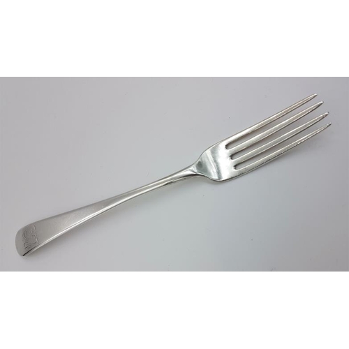 322 - Georgian Irish Silver Dinner Fork, Hallmarked Dublin c.1790 with maker's mark 