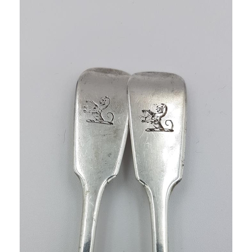 324 - Pair of Victorian Irish Silver Salt Shovels, Hallmarked Dublin c.1846, with maker's mark 