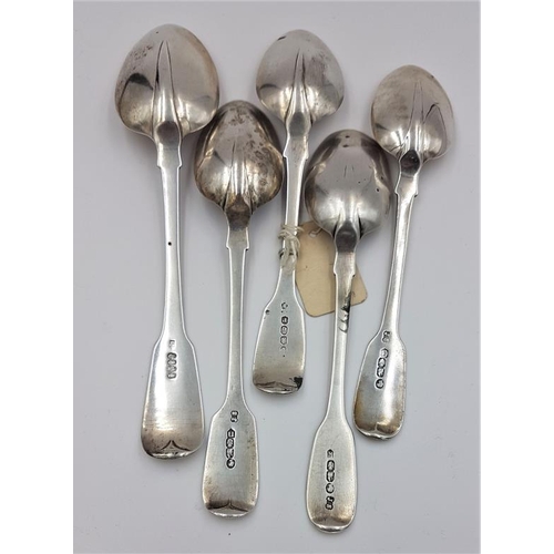 327 - Five Irish Rat-Tail Silver Spoons incl. Robert W Smith, c.135grams and 17cm long