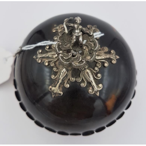 330 - Silver and Tortoiseshell Desk Bell with Cupid figure on top. Hallmarked London c.1903 and made by Gr... 