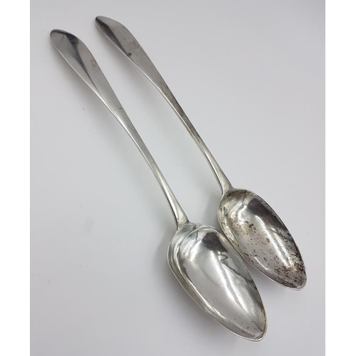 340 - Exceptionally Rare Pair of Late 18th/Early 19th Century Limerick Silver Serving Spoons, marked Sterl... 