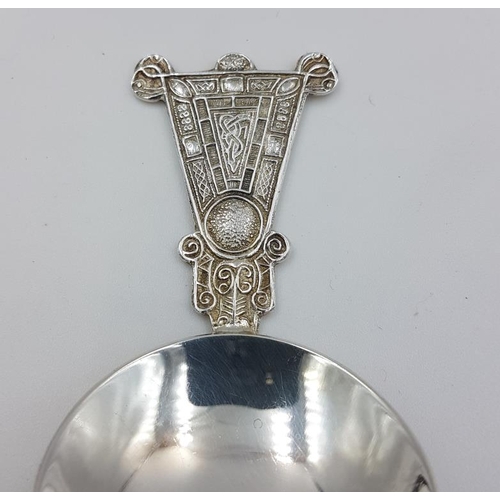 347 - Irish Silver Celtic Pattern Caddy Spoon, Hallmarked Dublin c.1973 with maker's mark 