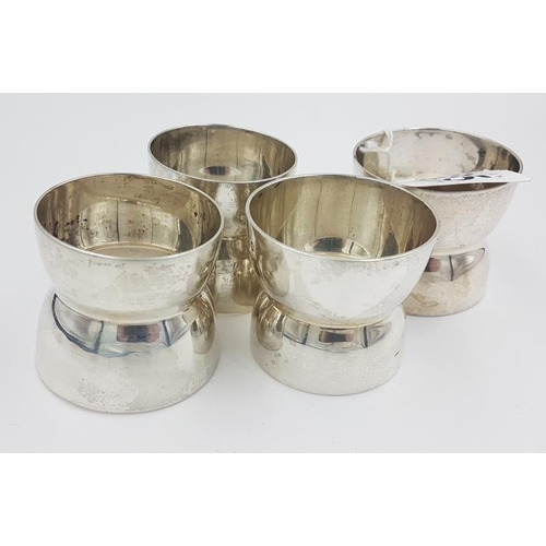 335 - Set of Four Hen and Duck Egg Cups, Hallmarked London c.1912, marked H&S, total c.180grams
