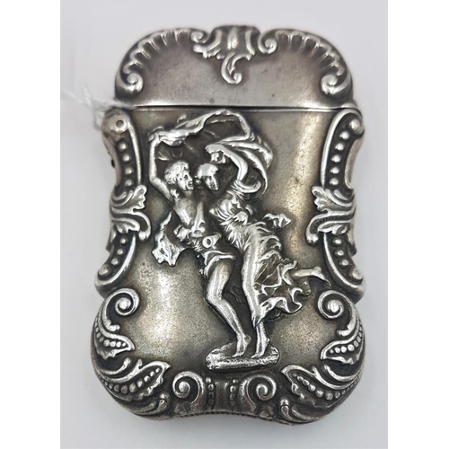353 - Sterling Silver Vesta Case decorated with a dancing couple c.35grams
