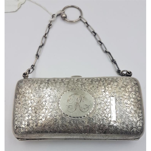 354 - English Silver Lady's Purse with elaborate 