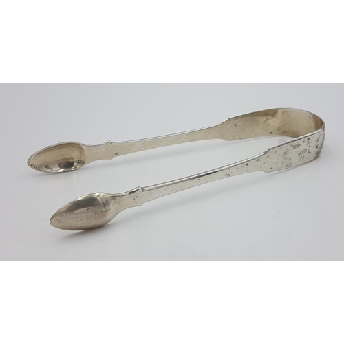 407 - Irish Silver Sugar Tongs, Hallmarked Dublin c.1817 by Samuel Neville and retailed by Rooke, c.60gram... 