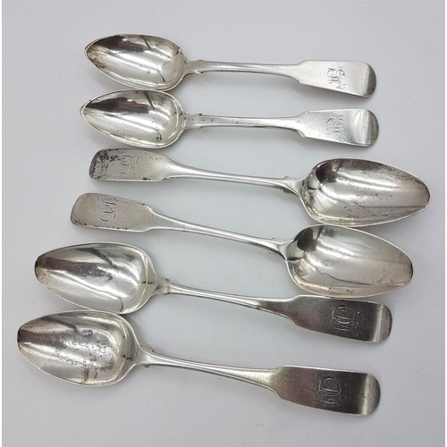 409 - Three Pairs of Irish Silver Fiddle Pattern Teaspoons, 2 x Georgian and 1 x Victorian, c.120grams