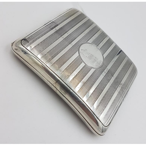 417 - Engine Turned Silver Cigarette Case, Hallmarked Birmingham c.1911, by William Neale, c.120grams