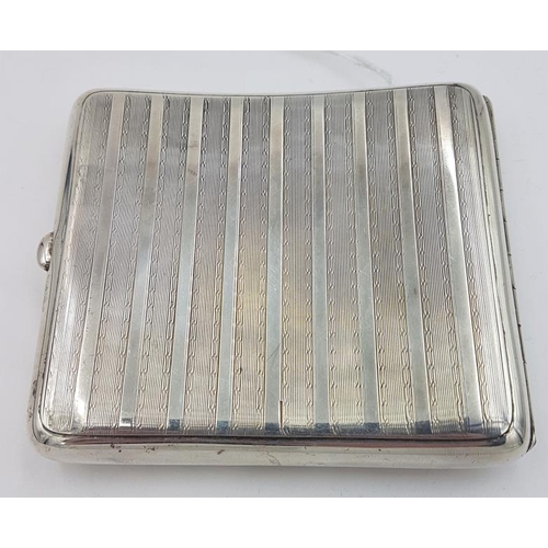 417 - Engine Turned Silver Cigarette Case, Hallmarked Birmingham c.1911, by William Neale, c.120grams