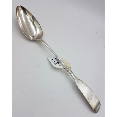 422 - Very Large Georgian Irish Silver Fiddle Pattern Basting Spoon, Hallmarked Dublin c.1809 and maker's ... 