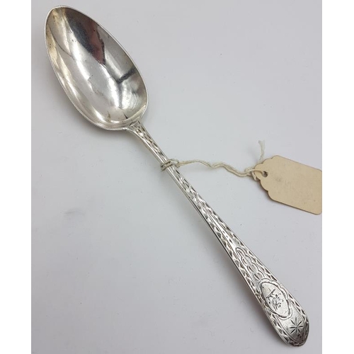 424 - Georgian Irish Silver Bright-Cut Spoon, Hallmarked Dublin c.1750 by Michael Smith, c.27grams and 17c... 