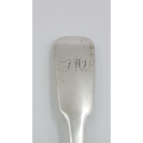 428 - Georgian Irish Fiddle Pattern Serving Spoon, Hallmarked Dublin c.1830 and maker's mark 