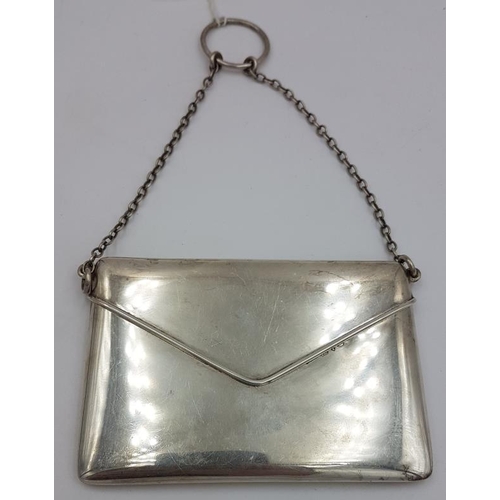 439 - Chester Silver Card Case in the form of a lady's purse, Hallmarked c.1909, c.66grams and 10cm wide