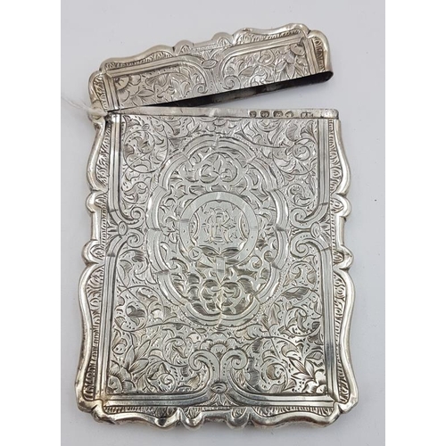 445 - Victorian Silver Card Case with elaborate foliate decoration, Hallmarked Birmingham, c.1873, c.52gra... 