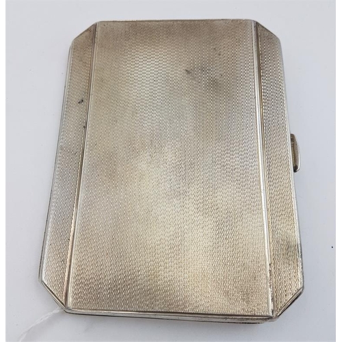 447 - An Art Deco Silver Cigarette Case, Hallmarked Birmingham c.1919, by Joseph Gloster Ltd, c.150grams