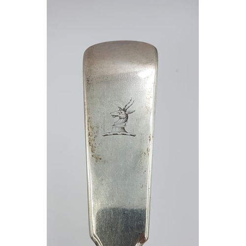 449 - Early 19th Century Scottish Basting Spoon, Hallmarked Edinburgh c. 1818 with maker's mark 