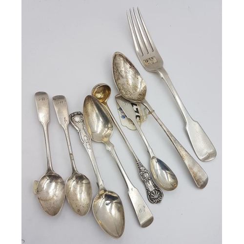 452 - Collection of Scottish Silver - Glasgow Sauce Ladle and Tea Spoon along with a Pair of Edinburgh Tea... 