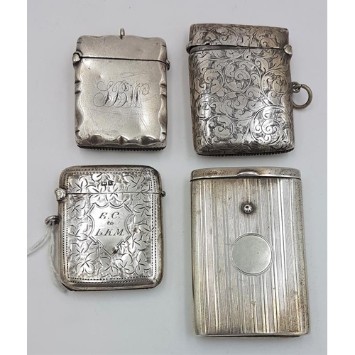 459 - Four Hallmarked Silver Vesta Cases (various dates and makers), c.118grams
