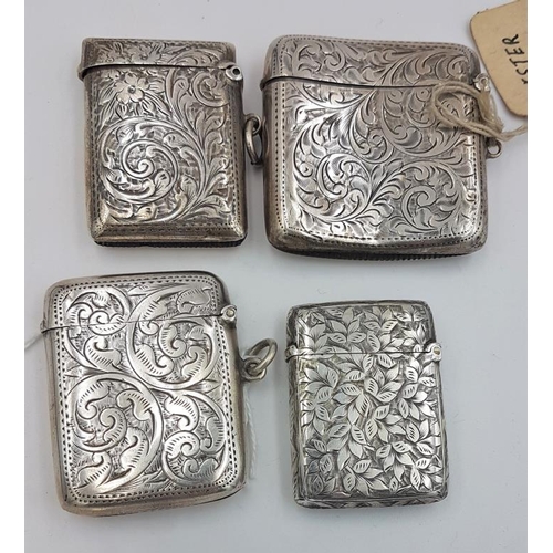 460 - Four Hallmarked Silver Vesta Cases (various dates and makers) c.116grams