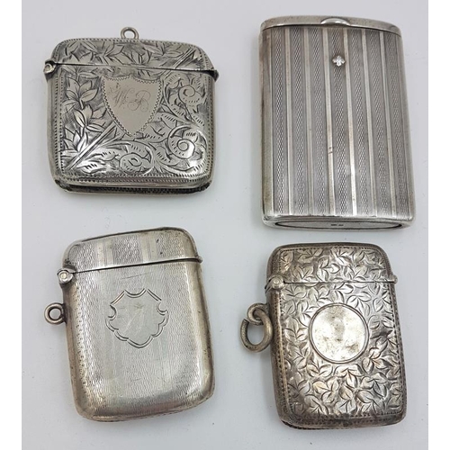 461 - Four Hallmarked Silver Vesta Cases (various dates and makers), c.115grams