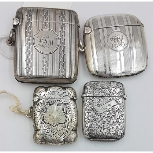 462 - Four Hallmarked Silver Vesta Cases (various dates and makers), c.105grams
