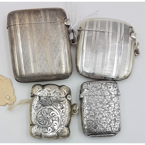 462 - Four Hallmarked Silver Vesta Cases (various dates and makers), c.105grams