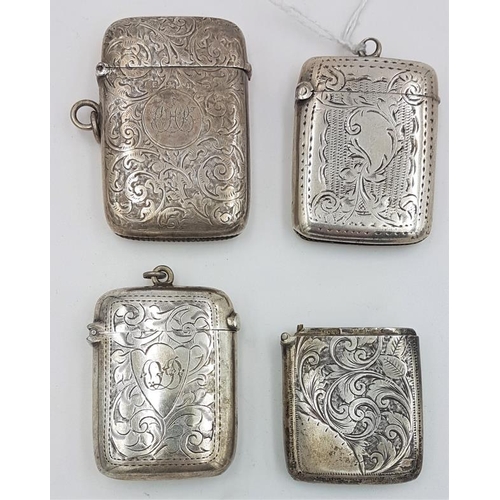 463 - Four Hallmarked Silver Vesta Cases (various dates and makers), c.96grams
