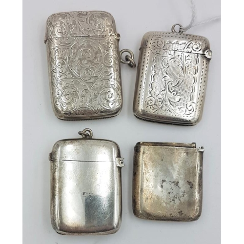 463 - Four Hallmarked Silver Vesta Cases (various dates and makers), c.96grams