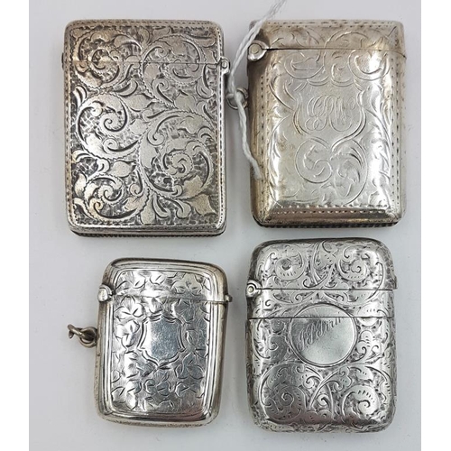 465 - Four Hallmarked Silver Vesta Cases (various dates and makers) c.100grams