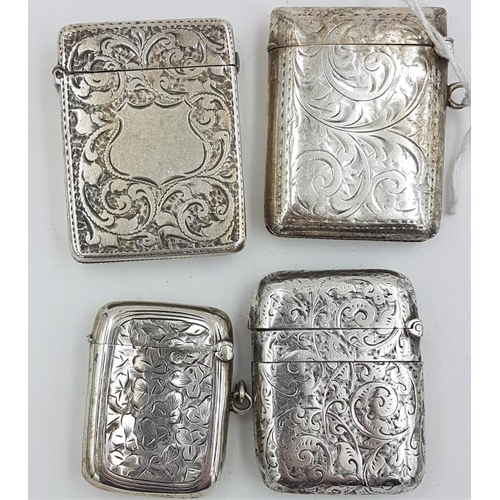 465 - Four Hallmarked Silver Vesta Cases (various dates and makers) c.100grams