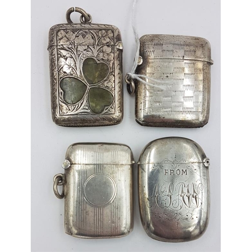 466 - Four Hallmarked Silver Vesta Cases (various dates and makers), c.95grams