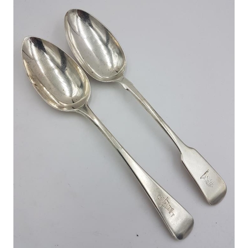 479 - Two Victorian Silver Table Spoons, both Hallmarked London, one c.1838 marked GRC, one c.1841 marked ... 