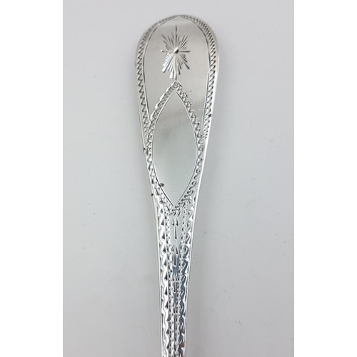 470 - Georgian Silver Bright-Cut Serving Spoon, Hallmarked London c.1804, c.58grams and 23cm long