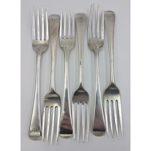 476 - Set of Six (5+1) Georgian Silver Table Forks, all Hallmarked London c.1810, five by William Bennett ... 