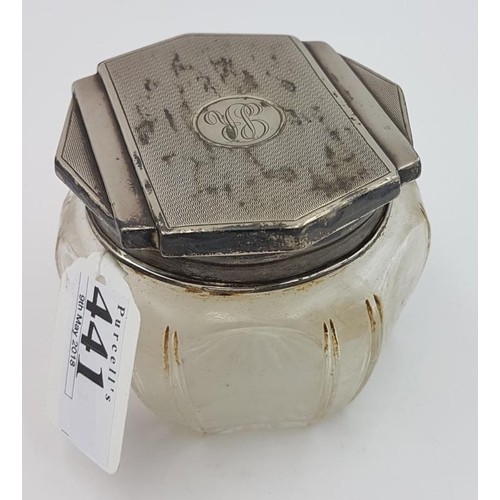 441 - An Art Deco Silver Topped Lady's Vanity Bottle, Hallmarked Birmingham, silver lid c.40grams