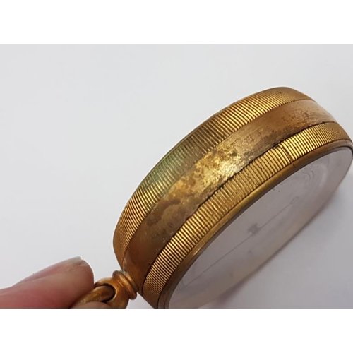 46 - Victorian Brass Case Pocket Barometer in it's original silk lined leather holder