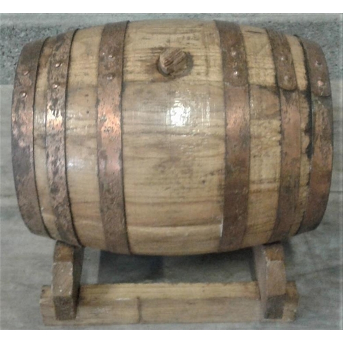 11 - Small Metal Bound Wooden Spirit Barrel
