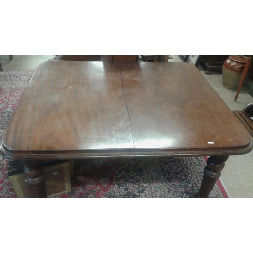 65 - Victorian Mahogany Breakfast Table with rounded corners and turned legs, c.48 x 41in